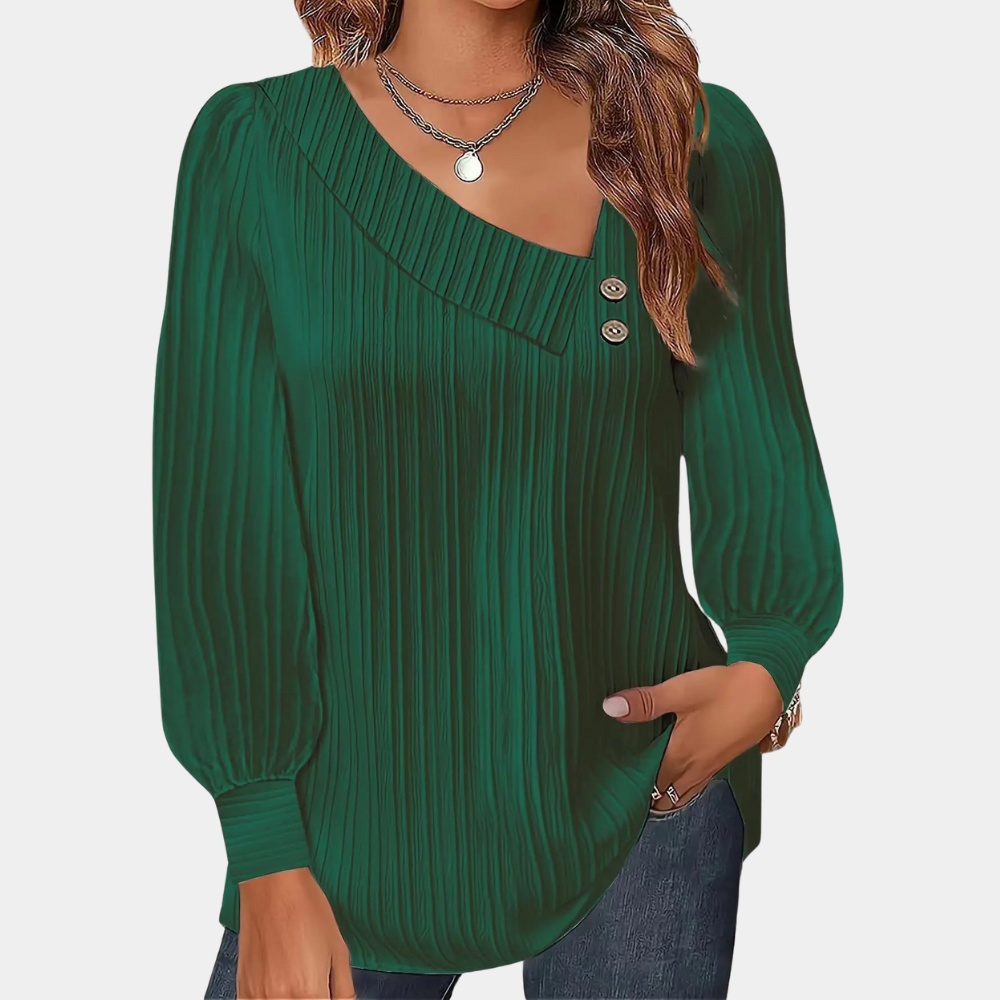 Lorena chique damesblouse – Elegante en stijlvolle blouse met verfijnde details, perfect voor zowel zakelijke als casual gelegenheden. Gemaakt van hoogwaardige stof voor een comfortabele en luxe uitstraling.








