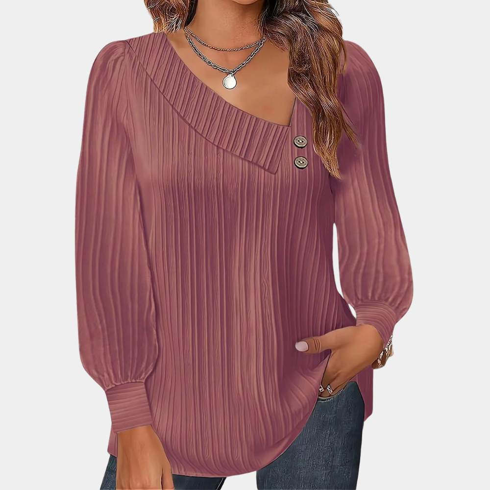 Lorena chique damesblouse – Elegante en stijlvolle blouse met verfijnde details, perfect voor zowel zakelijke als casual gelegenheden. Gemaakt van hoogwaardige stof voor een comfortabele en luxe uitstraling.








