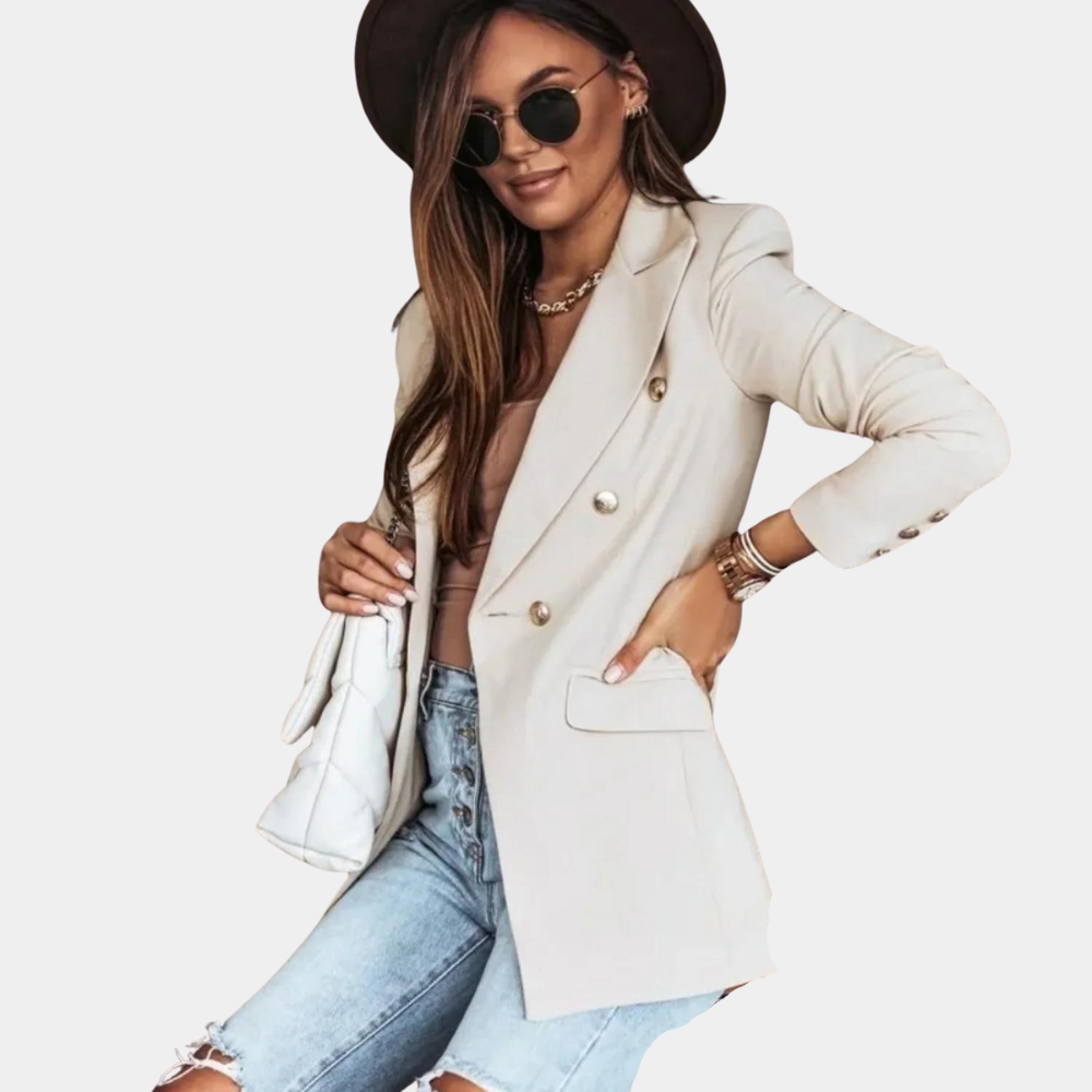 Antonella – Eenvoudige Damesblazer – Tijdloos en Elegant Design – Perfect voor Kantoor, Feest of Casual Chic – Comfortabele Pasvorm met Klassieke Kraag – Ideaal voor een Verfijnde Look in Elk Seizoen.