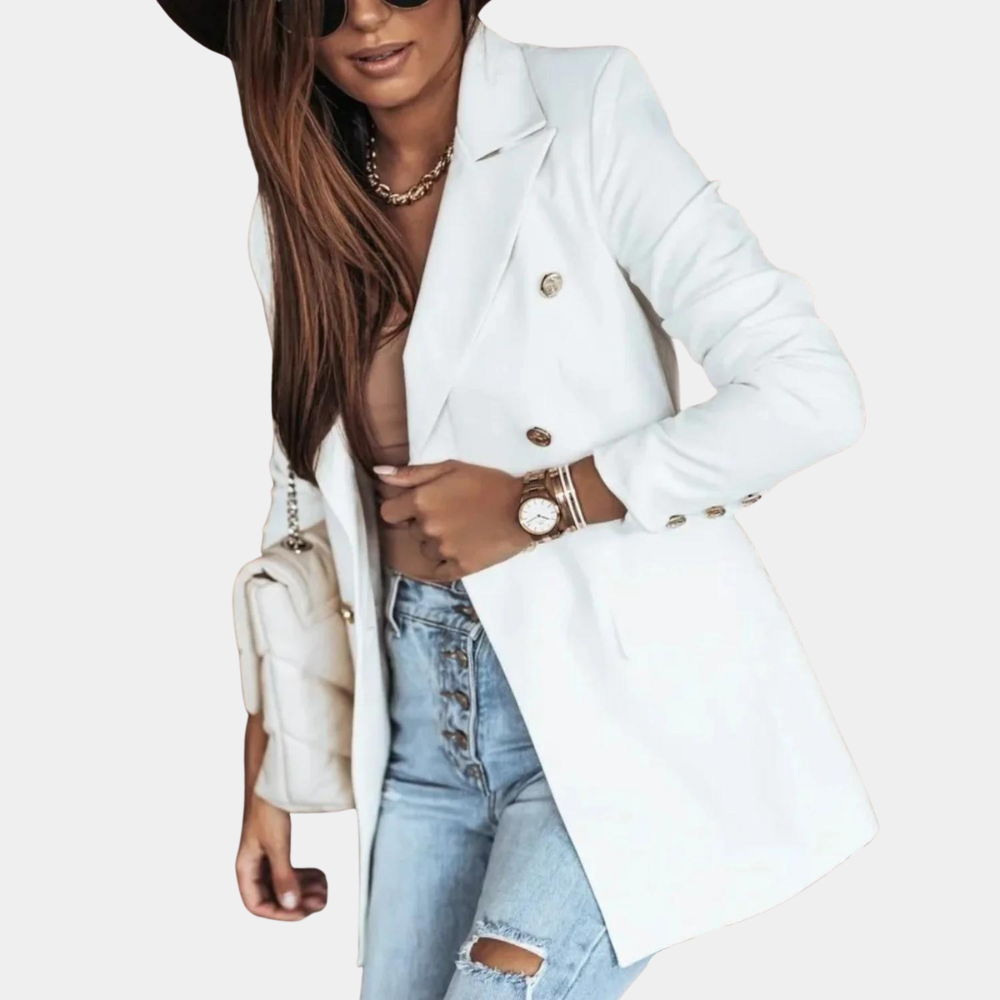 Antonella – Eenvoudige Damesblazer – Tijdloos en Elegant Design – Perfect voor Kantoor, Feest of Casual Chic – Comfortabele Pasvorm met Klassieke Kraag – Ideaal voor een Verfijnde Look in Elk Seizoen.