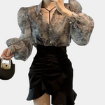 Dorothy - Damesblouse met pofmouwen – Een elegante blouse met statement pofmouwen, ideaal voor een modieuze en vrouwelijke uitstraling.