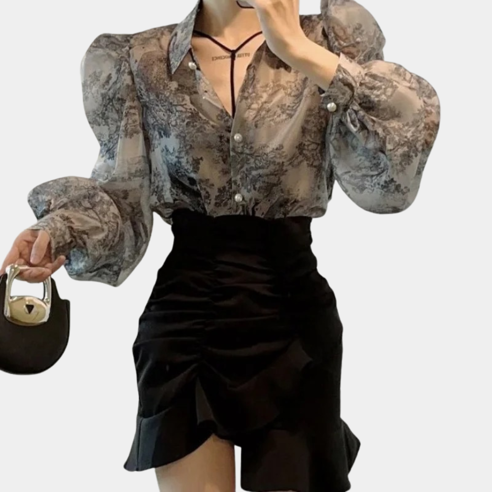 Dorothy - Damesblouse met pofmouwen – Een elegante blouse met statement pofmouwen, ideaal voor een modieuze en vrouwelijke uitstraling.