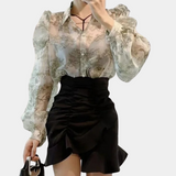 Dorothy - Damesblouse met pofmouwen – Een elegante blouse met statement pofmouwen, ideaal voor een modieuze en vrouwelijke uitstraling.