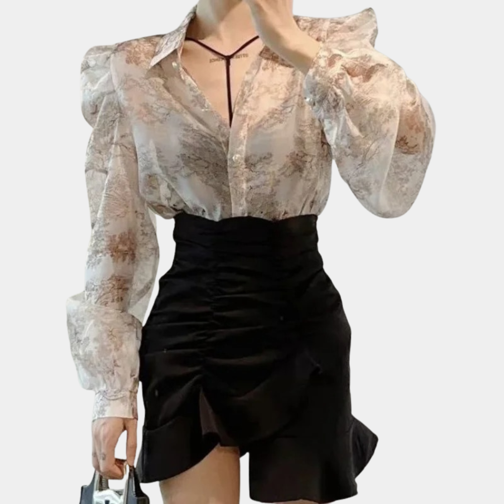 Dorothy - Damesblouse met pofmouwen – Een elegante blouse met statement pofmouwen, ideaal voor een modieuze en vrouwelijke uitstraling.