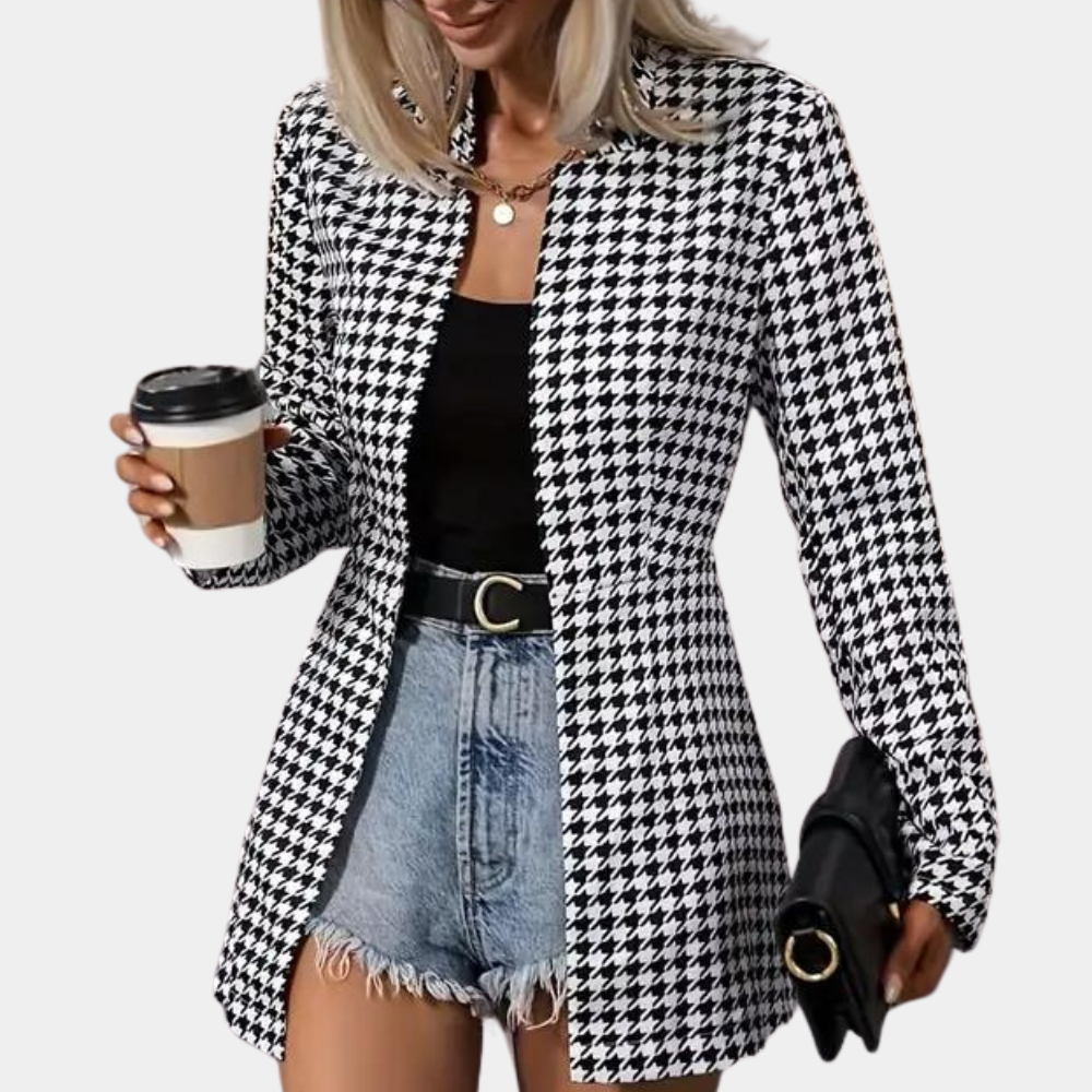 Arina – Elegante Blazer voor Dames – Tijdloos Design met Moderne Touch – Perfect voor Zakelijke Meetings of Stijlvolle Uitjes – Flatterende Pasvorm en Hoogwaardige Stof voor Comfort en Klasse – Onmisbaar in elke Garderobe.