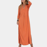 Aline stijlvolle lange damesjurk voor de zomer van lichtgewicht, ademende stof met elegante pasvorm en tijdloos design.