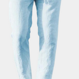 Linnen broek met elastische tailleband en trekkoord