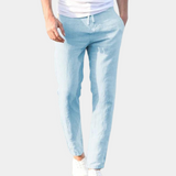 Linnen broek met elastische tailleband en trekkoord