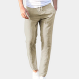 Linnen broek met elastische tailleband en trekkoord