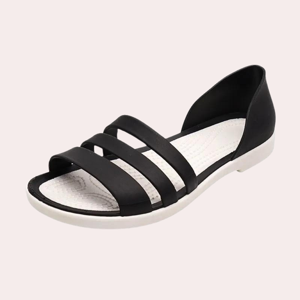 Casual slip-on zomersandalen voor dames met comfortabele zool en open teen.