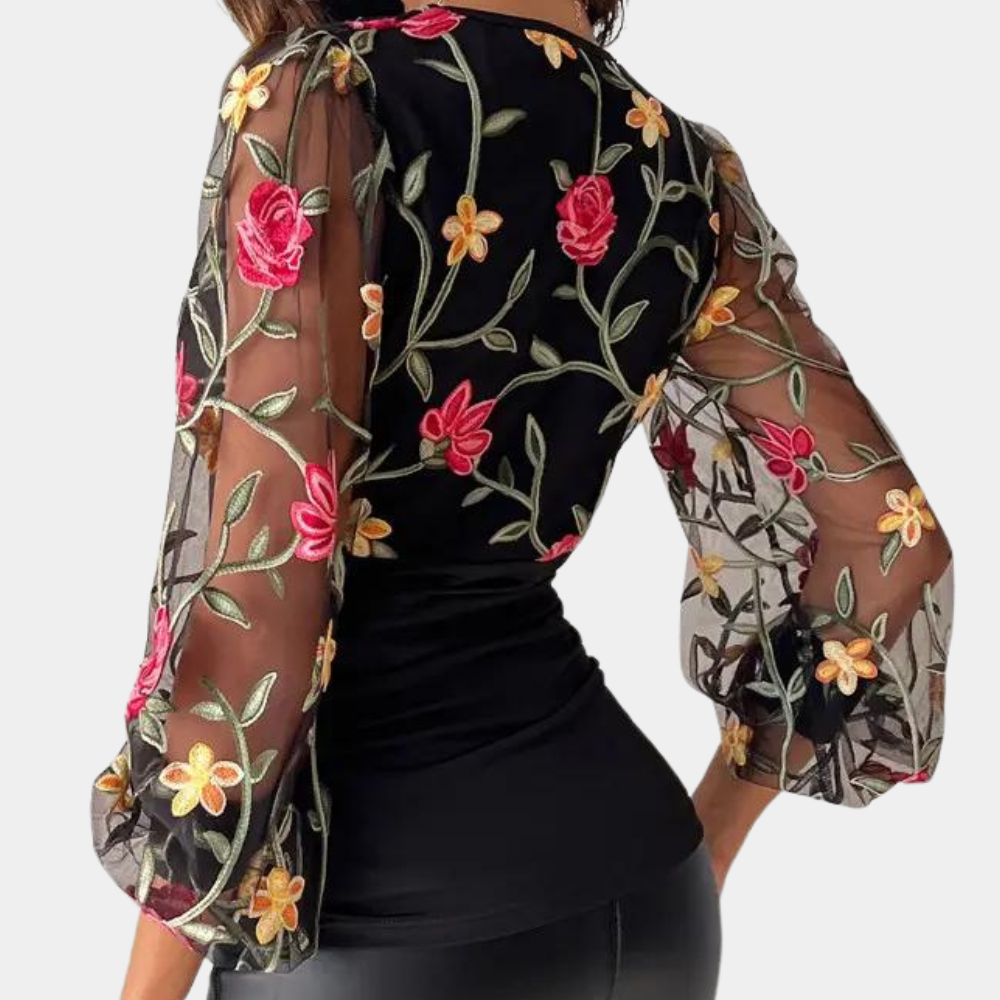 Elegante Zomerse Damestop met Bloemenborduursel – Stijlvolle Mouwloze Top voor Dames, Perfect voor Zomerse Gelegenheden en Een Vrouwelijke Look.