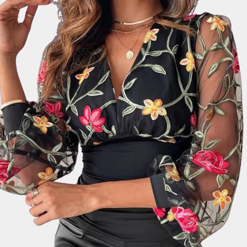 Elegante Zomerse Damestop met Bloemenborduursel – Stijlvolle Mouwloze Top voor Dames, Perfect voor Zomerse Gelegenheden en Een Vrouwelijke Look.