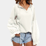 Stijlvolle damesblouse – Elegante blouse met lange mouwen en verfijnde afwerking, perfect voor zowel zakelijke als casual gelegenheden. Comfortabele pasvorm en tijdloos design voor een vrouwelijke uitstraling.
