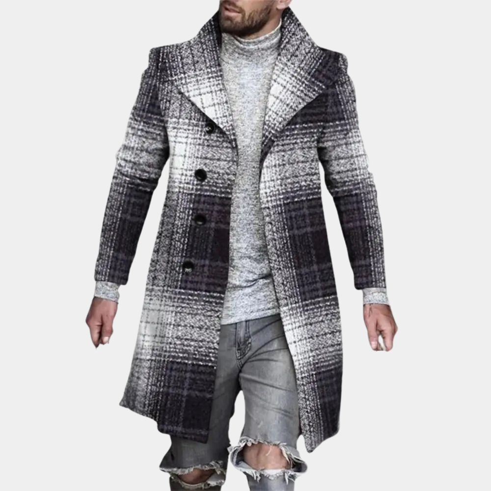 Halflange stijlvolle jas voor heren – Elegante en moderne jas met verfijnde details, perfect voor voor- en najaarsdagen.