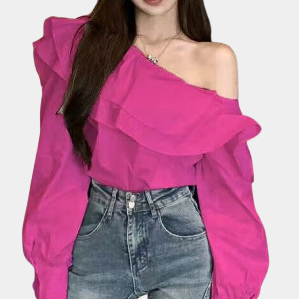 Alena – Elegante Off-Shoulder Blouse voor Dames – Verfijnde en Verleidelijke Stijl voor Zomerse Dagen of Avondjes Uit – Comfortabele Pasvorm met Stijlvolle Details – Perfect te Combineren met een Rok of Jeans voor een Chique Look.
