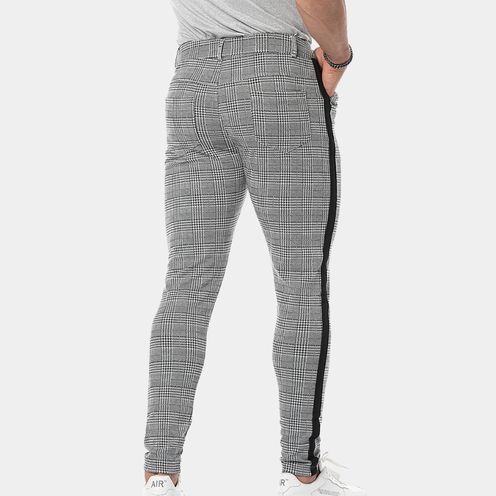 Anton retro herenbroek – lichtgewicht geruite zomerbroek met skinny-fit pasvorm en vintage look