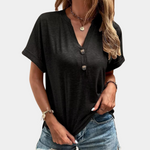 Roxane – Luchtige Zomertop voor Dames met Verfijnde V‑hals, Ademend Lightweight‑materiaal en Relaxte Pasvorm; perfect voor stijlvolle, koele zomerlooks.