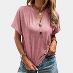 Roxane – Luchtige Zomertop voor Dames met Verfijnde V‑hals, Ademend Lightweight‑materiaal en Relaxte Pasvorm; perfect voor stijlvolle, koele zomerlooks.
