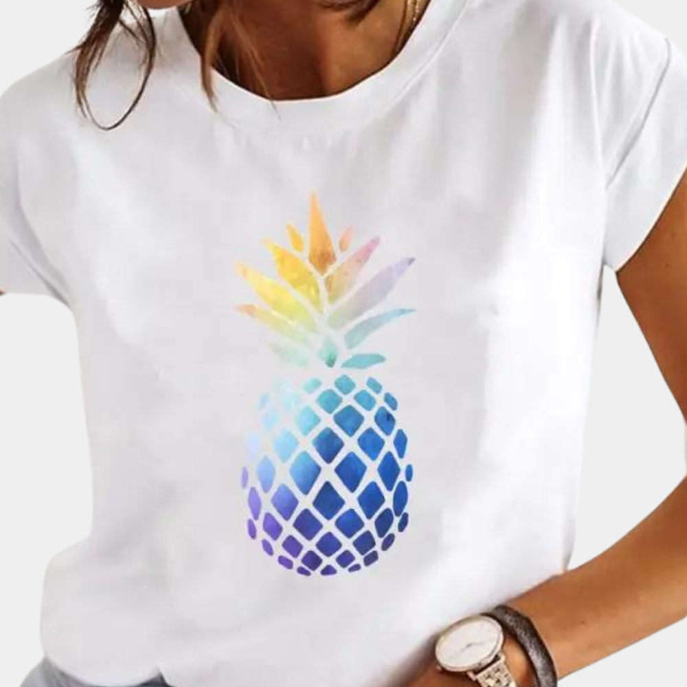 Stijlvol Zomers T-shirt voor Dames – Comfortabel en Ademend Design, Ideaal voor Lente- en Zomeroutfits met een Modieuze Uitstraling.