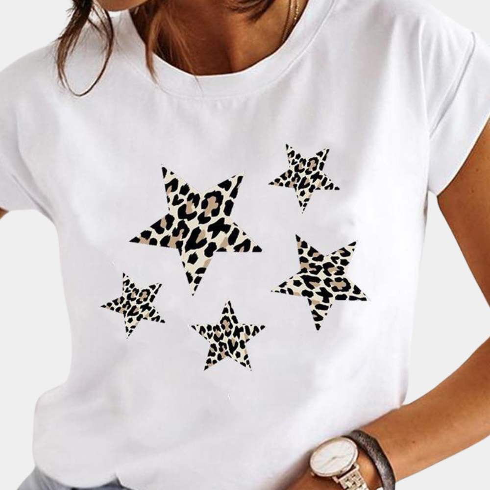 Stijlvol Zomers T-shirt voor Dames – Comfortabel en Ademend Design, Ideaal voor Lente- en Zomeroutfits met een Modieuze Uitstraling.
