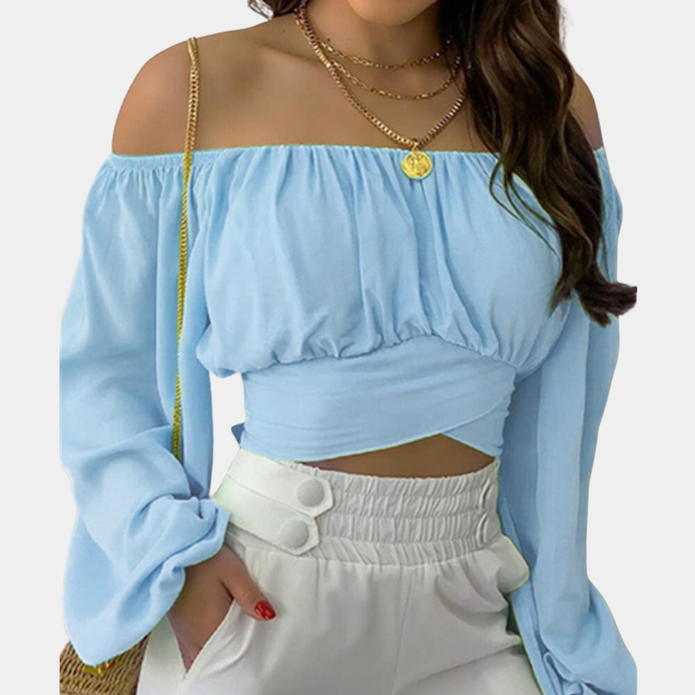 Off-Shoulder Blouse met Lange Mouwen voor Dames – Luchtige Zomerse Stijl, Elegant en Comfortabel voor Warme Dagen en Casual Chic Looks.