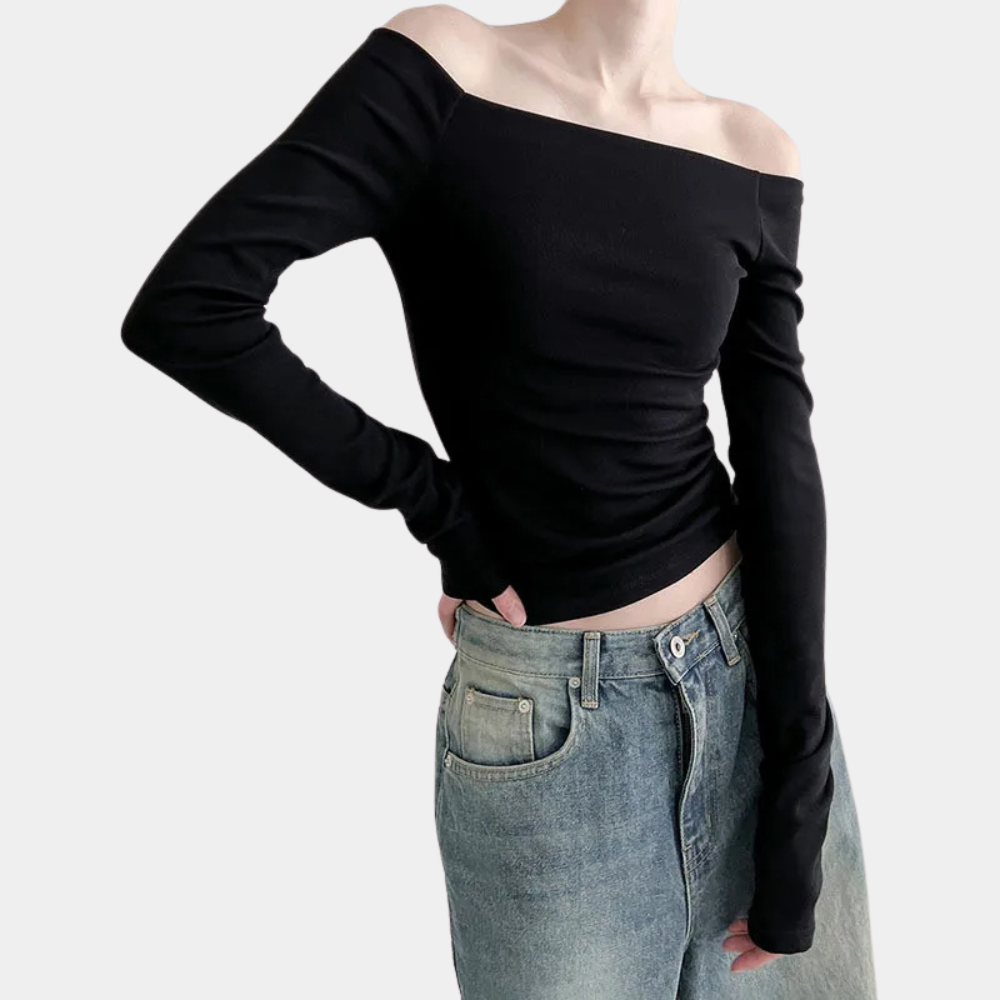 Off‑Shoulder Damestop met Lange Mouwen voor de Zomer – Luchtig, Elastisch en Schoudervrij Design dat elegantie combineert met verkoelend comfort voor trendy warm‑weer outfits.