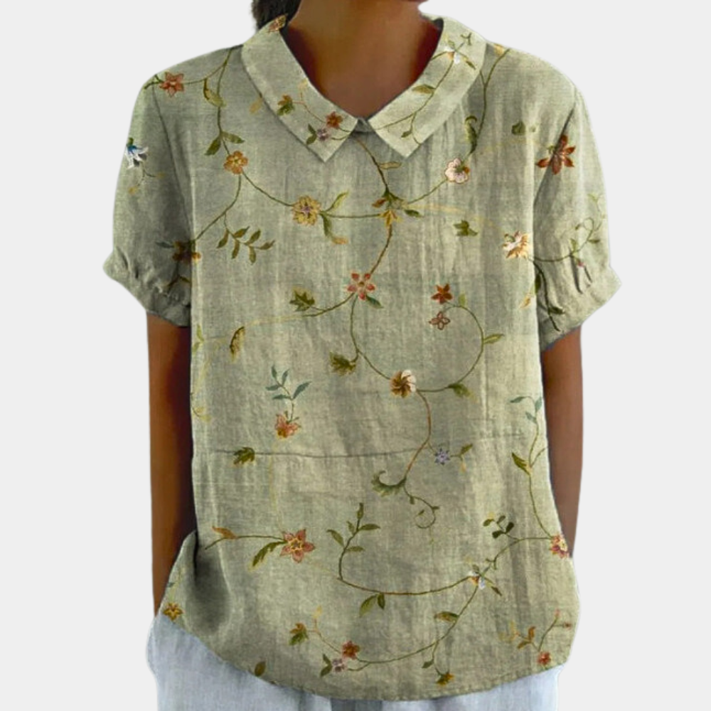 Dames Blouse met Print en Korte Mouwen