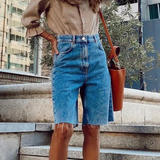 Denim Bermuda Shorts met Hoge Taille