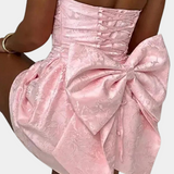 Strapless Mini Jurk met Strikdetail en Flowy Pasvorm