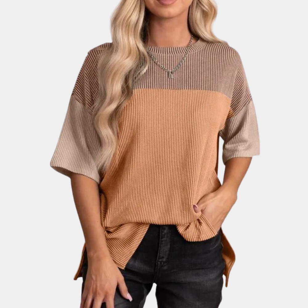 Vanna – Casual losvallend zomert-shirt voor vrouwen met ronde hals en korte mouwen, ideaal voor warme dagen en een relaxte stijl.