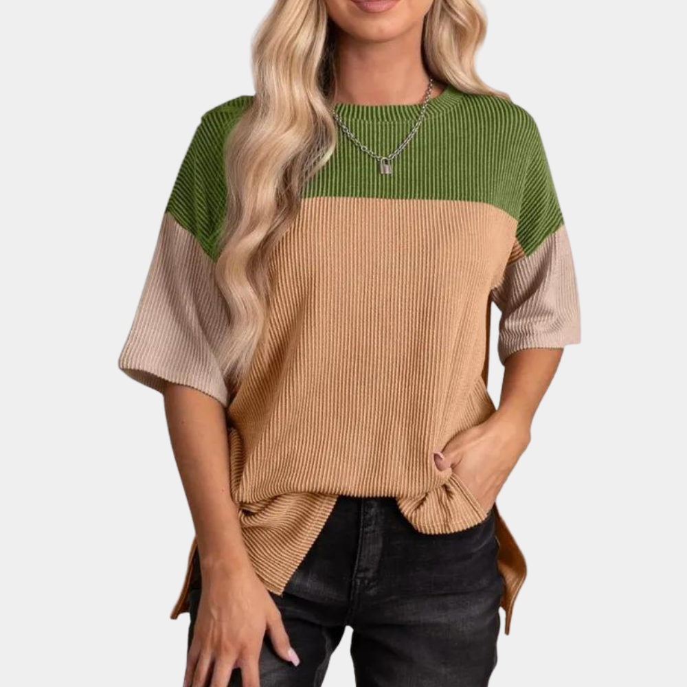 Vanna – Casual losvallend zomert-shirt voor vrouwen met ronde hals en korte mouwen, ideaal voor warme dagen en een relaxte stijl.