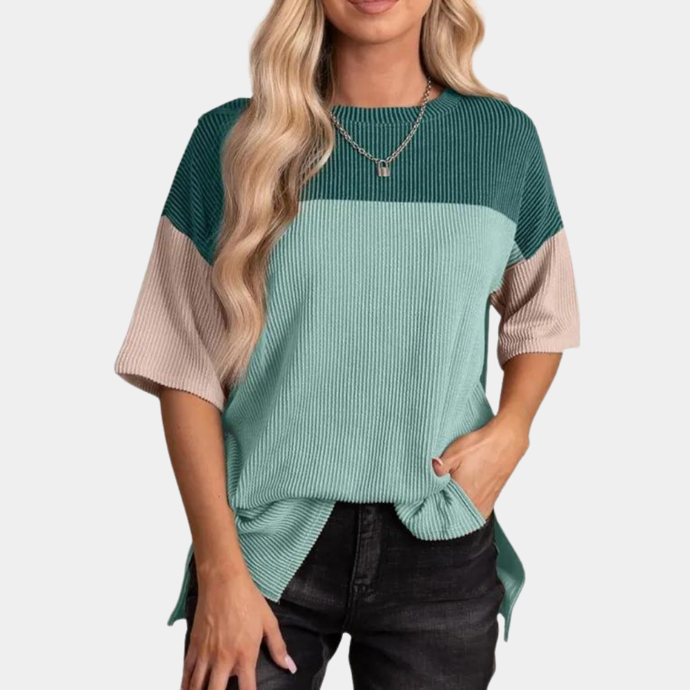 Vanna – Casual losvallend zomert-shirt voor vrouwen met ronde hals en korte mouwen, ideaal voor warme dagen en een relaxte stijl.