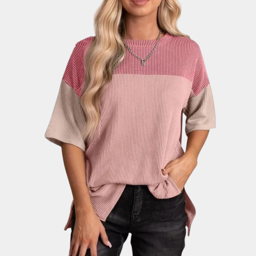 Vanna – Casual losvallend zomert-shirt voor vrouwen met ronde hals en korte mouwen, ideaal voor warme dagen en een relaxte stijl.