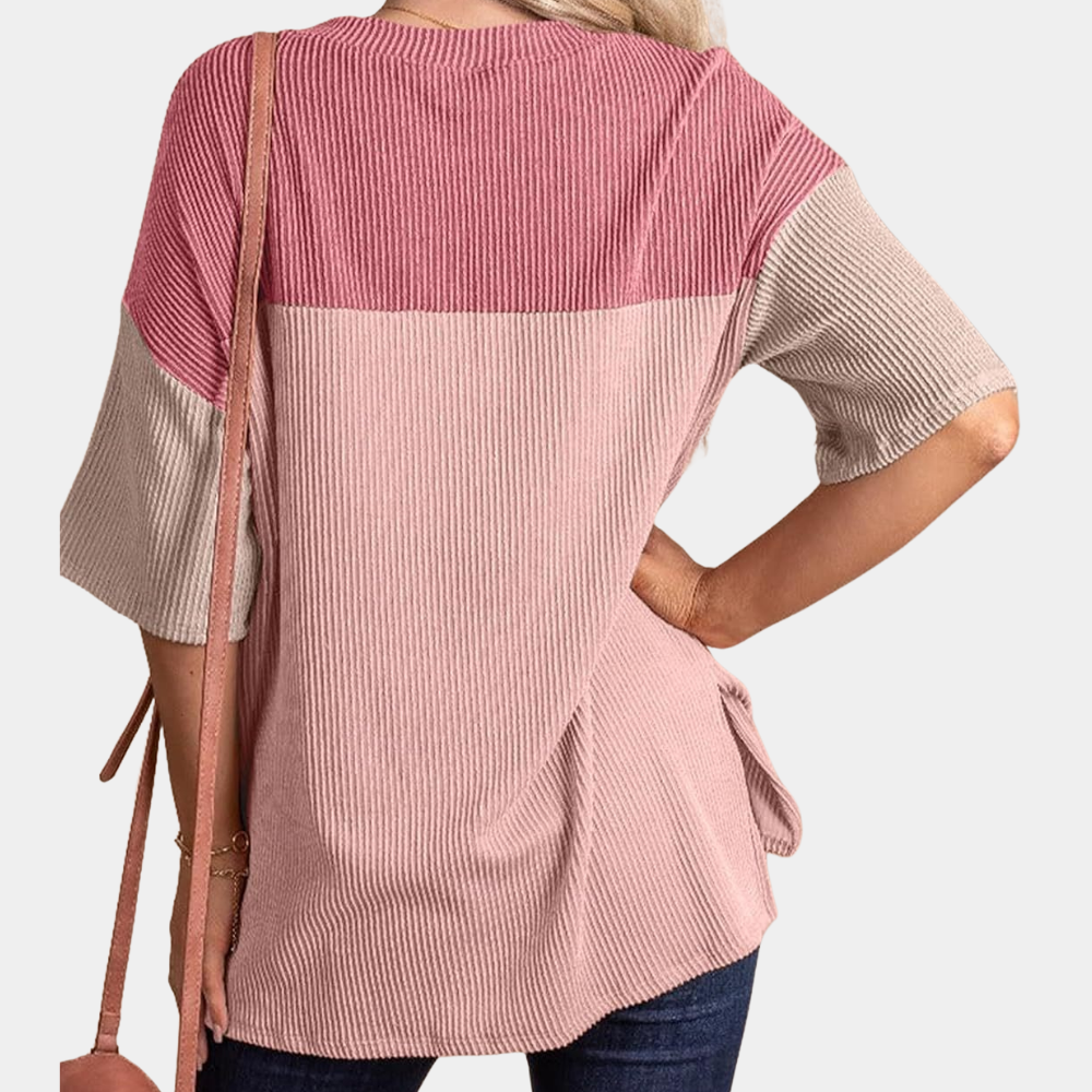 Vanna – Casual losvallend zomert-shirt voor vrouwen met ronde hals en korte mouwen, ideaal voor warme dagen en een relaxte stijl.