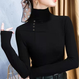 Larissa – luxe damesshirt met hoge hals, vervaardigd uit zachte, fijngebreide stof voor een elegante, comfortabele uitstraling.