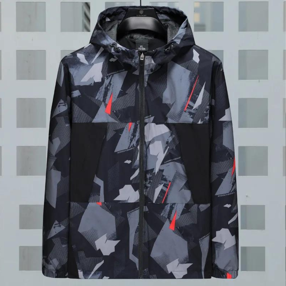 Konstantin - Herenjas met moderne camouflage en capuchon – stoere outdoor jas met urban camo design, perfect voor frisse dagen en streetstyle looks.