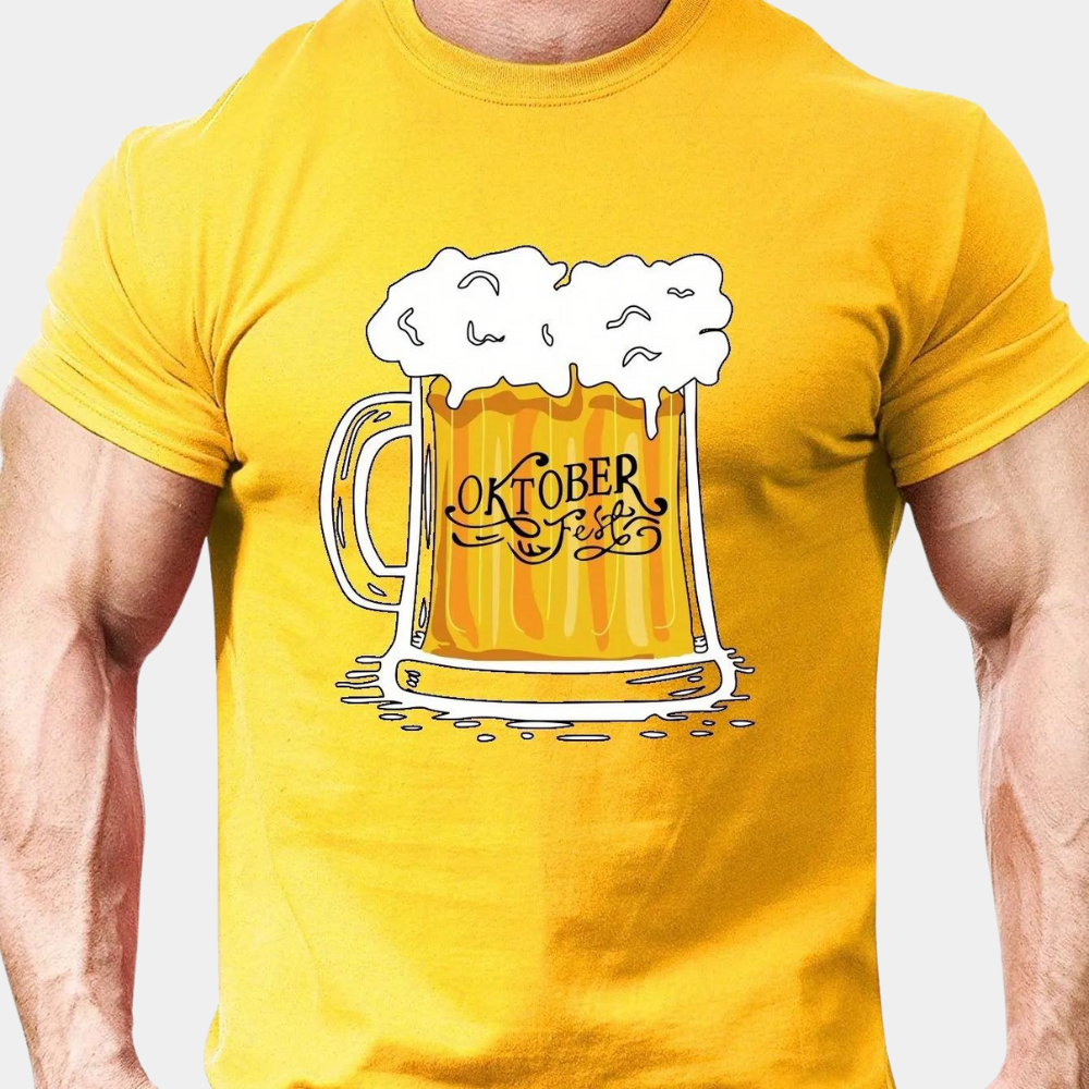 Berend stijlvol zomer Oktoberfest T-shirt voor heren – lichtgewicht en ademend T-shirt met klassiek Beiers ontwerp, perfect voor warme bierfeesten en casual zomerse gelegenheden.