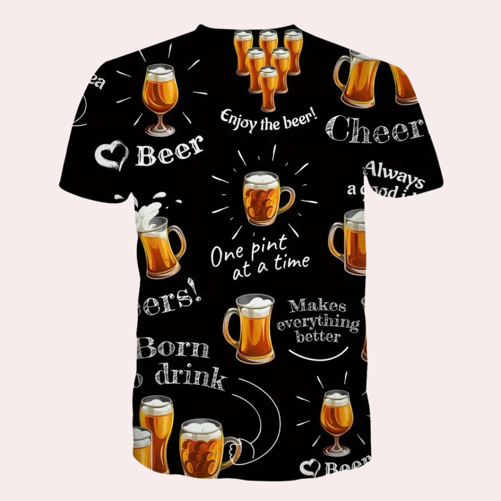 Jens speels print Oktoberfest T-shirt voor heren – comfortabel en lichtgewicht T-shirt met vrolijke Beierse print, ideaal voor bierfeesten en zomerse thema-evenementen.