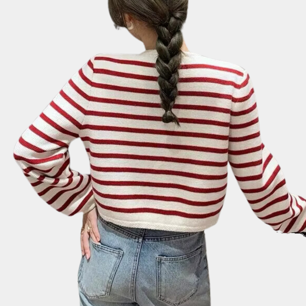 Alenka – Stijlvol gestreept vest voor dames – Elegant vest met een trendy streepdesign, ideaal voor een modieuze en comfortabele uitstraling in elke casual setting. Perfect voor zowel de lente als herfst.