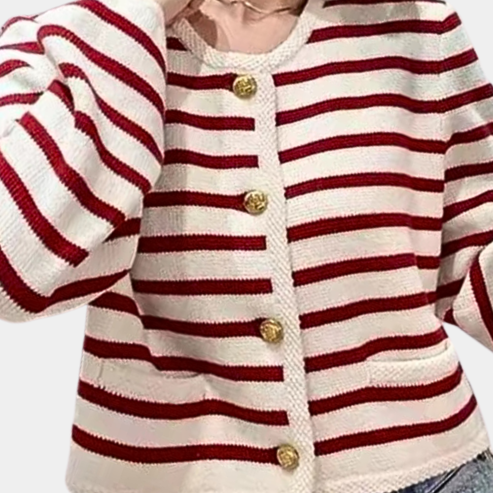 Alenka – Stijlvol gestreept vest voor dames – Elegant vest met een trendy streepdesign, ideaal voor een modieuze en comfortabele uitstraling in elke casual setting. Perfect voor zowel de lente als herfst.