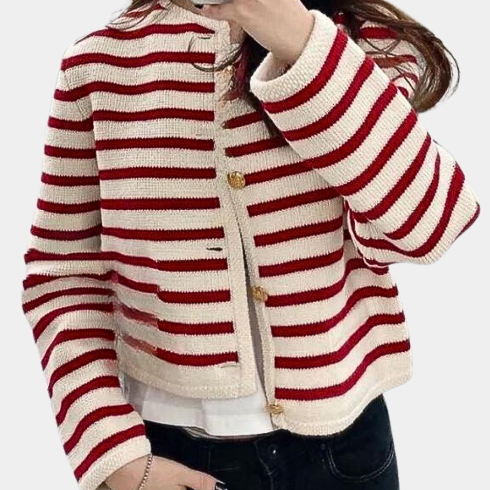 Alenka – Stijlvol gestreept vest voor dames – Elegant vest met een trendy streepdesign, ideaal voor een modieuze en comfortabele uitstraling in elke casual setting. Perfect voor zowel de lente als herfst.