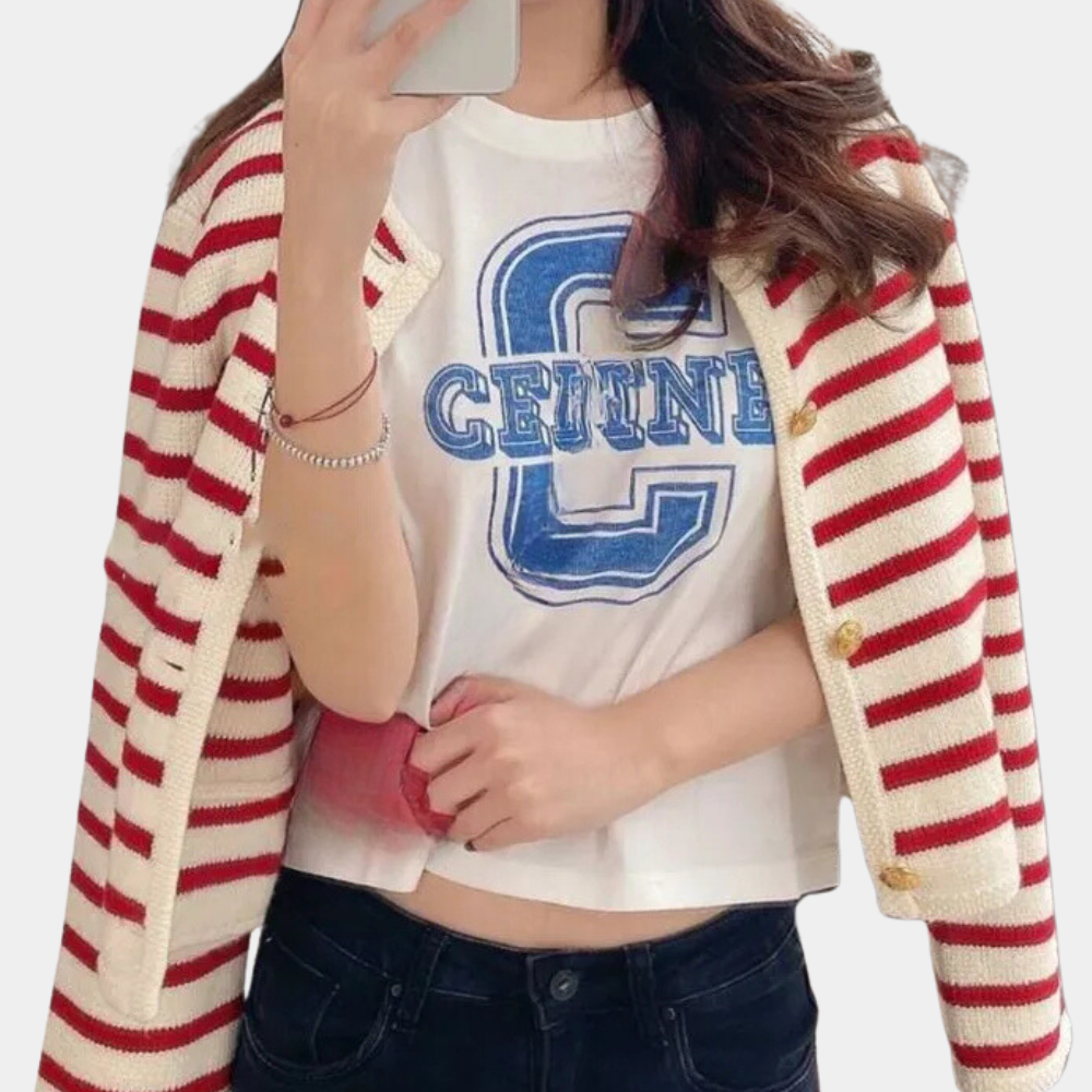 Alenka – Stijlvol gestreept vest voor dames – Elegant vest met een trendy streepdesign, ideaal voor een modieuze en comfortabele uitstraling in elke casual setting. Perfect voor zowel de lente als herfst.