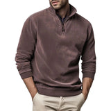 Fleece trui met opstaande kraag en halve rits