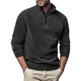Fleece trui met opstaande kraag en halve rits