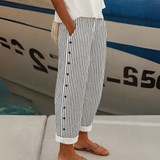 Dames Gestreepte Broek met Elastische Taille
