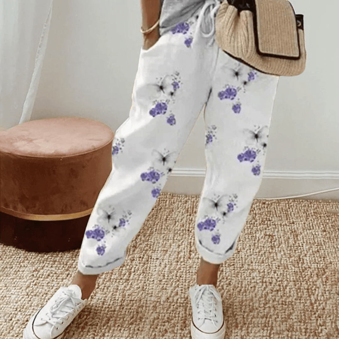 Dames Broek met Elastische Taille en Print