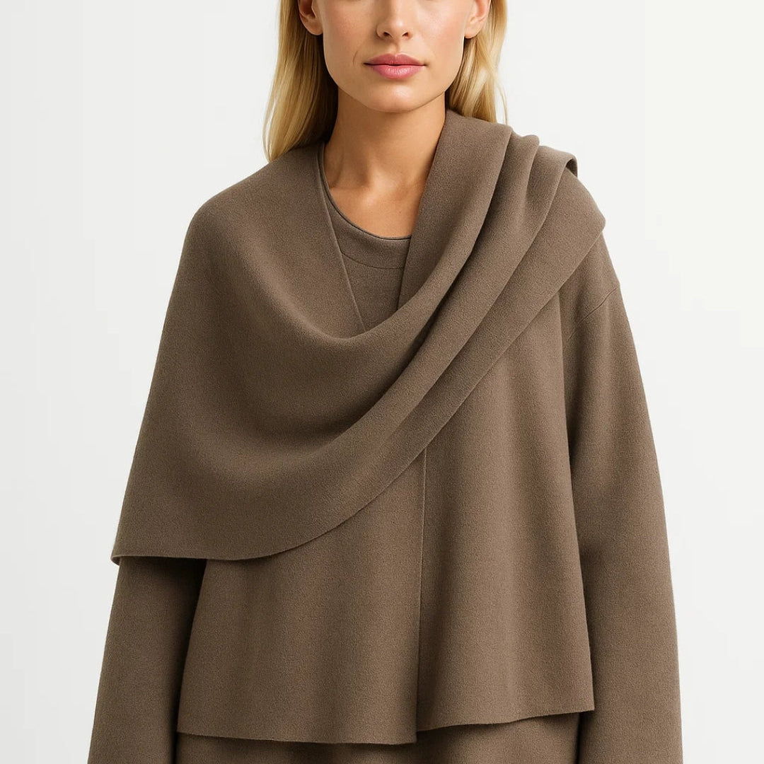 Elegante Poncho Top met Col en Wijde Mouwen