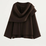 Elegante Poncho Top met Col en Wijde Mouwen