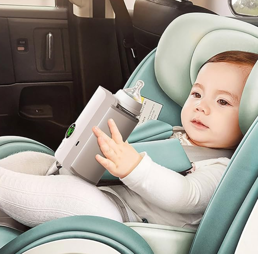Draagbare fleswarmer voor baby’s – 6 temperatuurinstellingen, geschikt voor babyflessen, met verstelbare isolatiehoes voor onderweg of thuisgebruik.