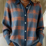 Dames Geruite Flanellen Blouse met Lange Mouwen